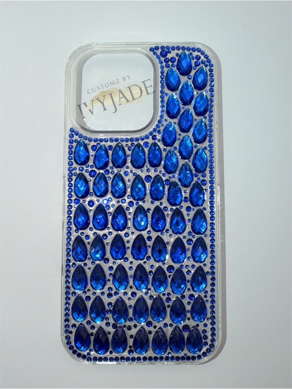Iphone 16 pro blue rhinestone case